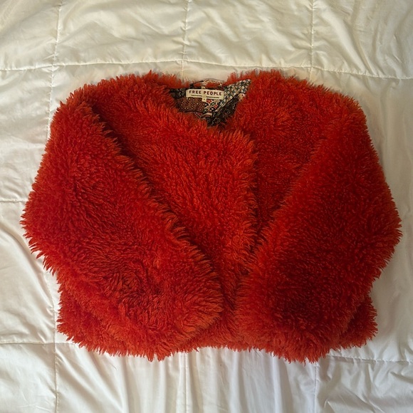 Free people Lena Teddy orange faux fur shaggy coat - Picture 3 of 6